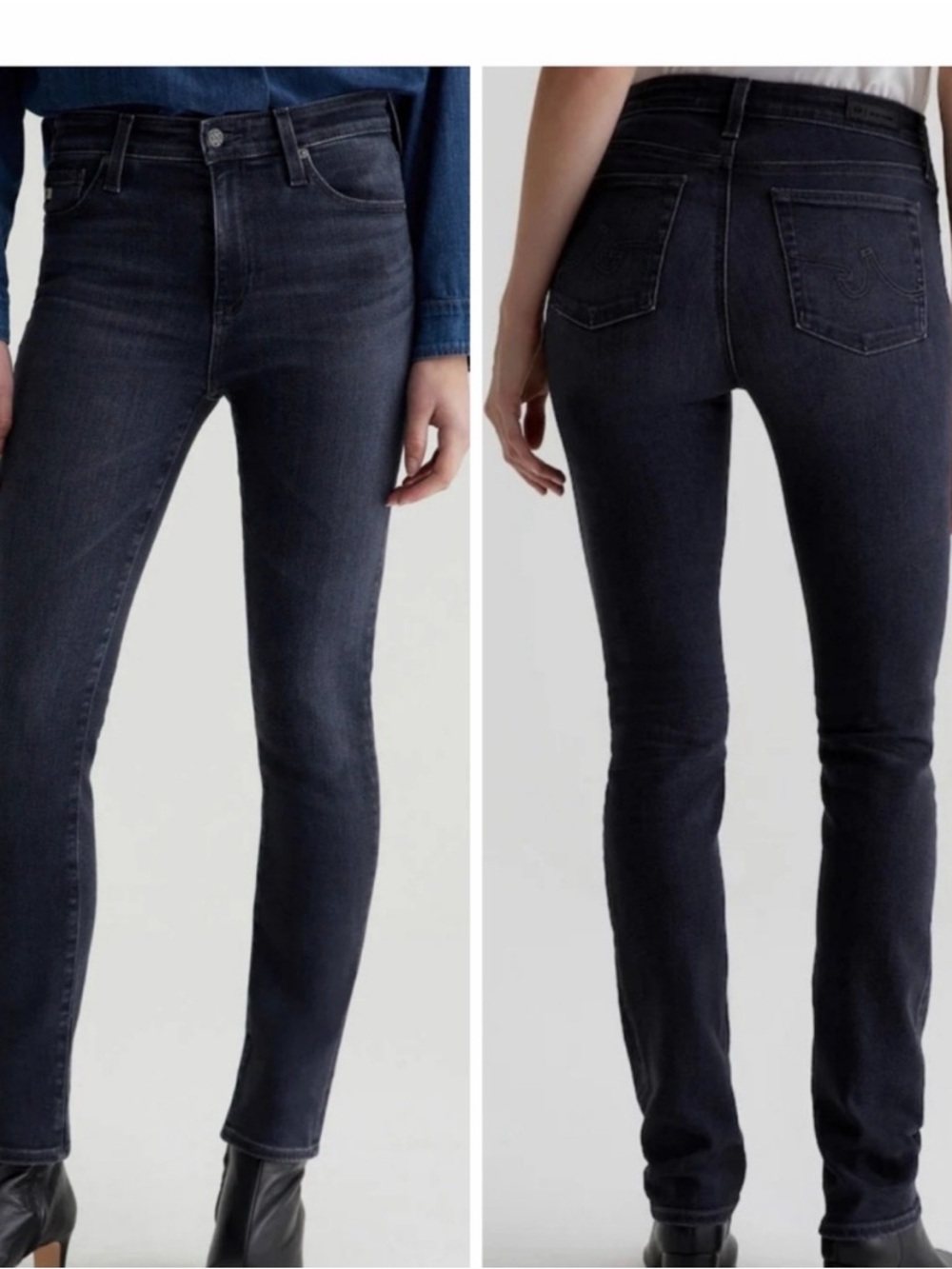 AG Mari Slim Straight Edgy Stylish Faded Black Denim Jeans Size 26